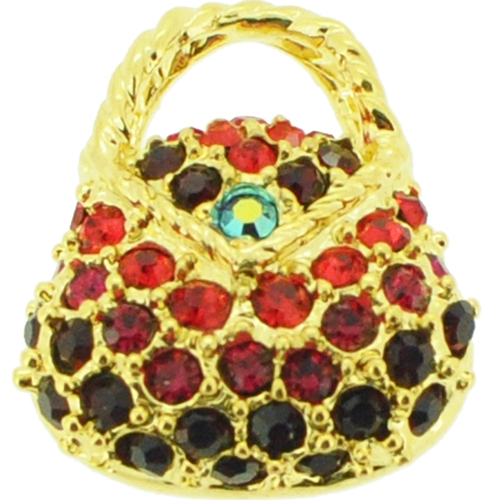 2 Oz Colorful Swarovski Adult Crystal Handbag Golden Pendant - Silver - 0.625 X 0.75 In.