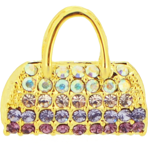 Colorful Swarovski Crystal Handbag Golden Pendant - Silver - 0.75 X 0.75 In.