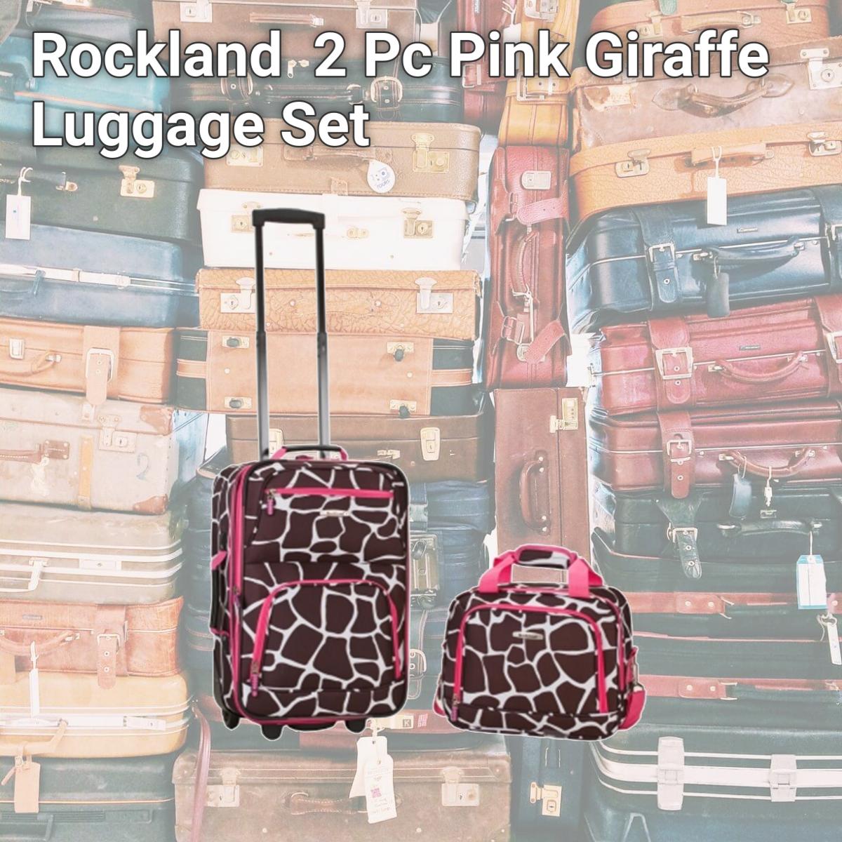Picture of Rockland F102-Pinkgiraffe 2 Pc Pink Giraffe Luggage Set