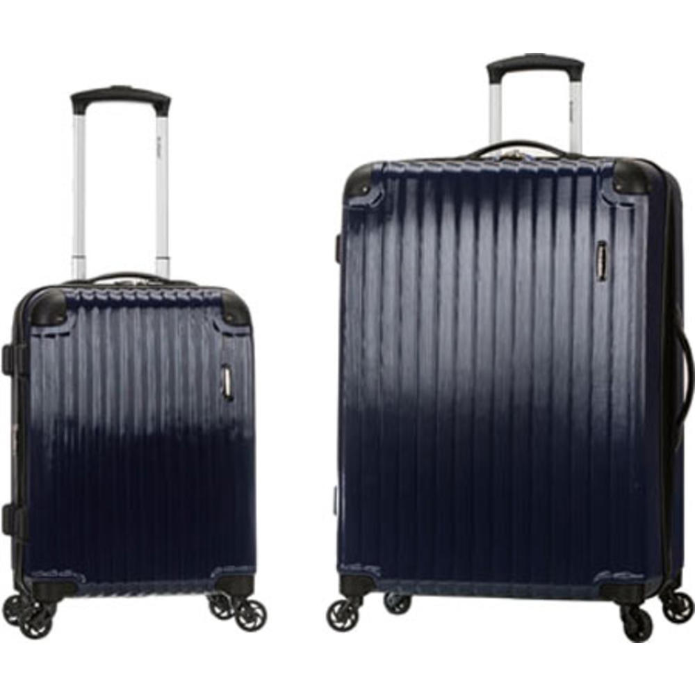 F235-navy 20 X 28 In. Santorini Expandable Polycarbonate Spinner Suicase Set, Navy - 2 Piece