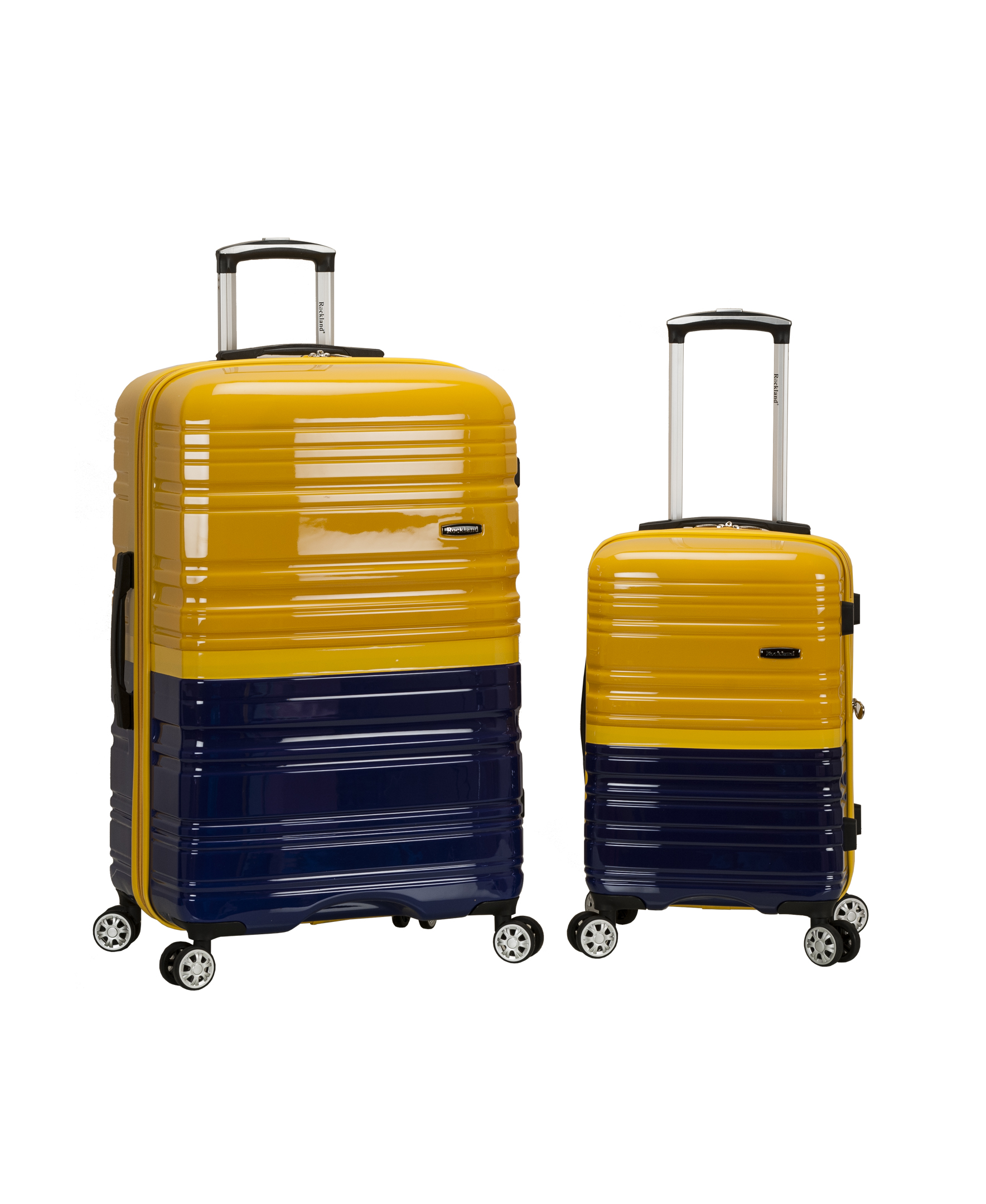 F225-2tonenavy Luggage Expandable Spinner Set, Navy & Yellow - 2 Piece