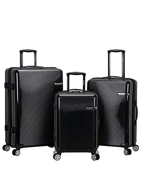 F237-black 3 Piece Polycarbonate & Abs Upright Luggage Set, Black
