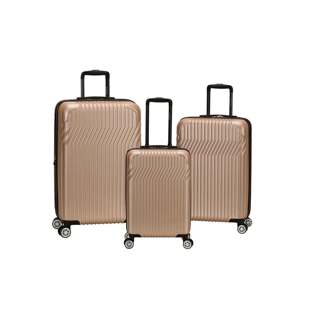 F239-champagne Pista Collection 3-piece Abs Non-expandable Upright Hardside Dual Spinner Luggage Set - Champagne
