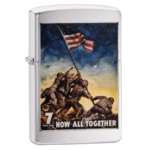 86-29596 Now All Together Zippo Lighters, Brushed Chrome