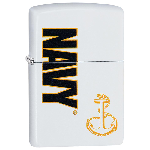 86-29761 2.18 X 0.93 X 3.18 In. Zippo Navy Anchor Lighters - White Matte