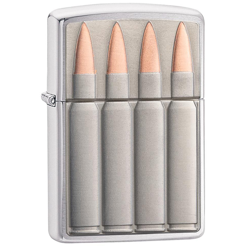 86-29821 2.18 X 0.93 X 3.18 In. Zippo Bullets Lighters - Brushed Chrome