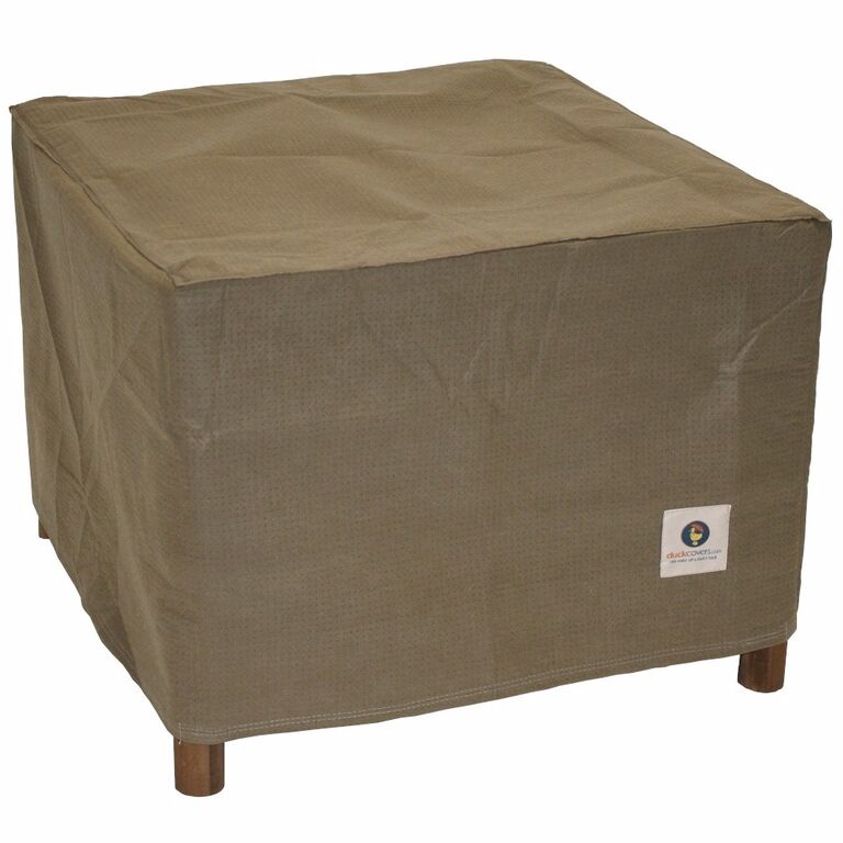 Eot262618 26 In. Essential Square Patio Ottoman Or Side Table Cover - Latte