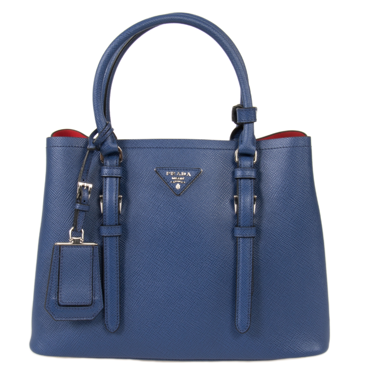 Prd-hbag-1bg883-f0021-c Small Double Tote Leather Bag, Inchiostro & Ink Blue