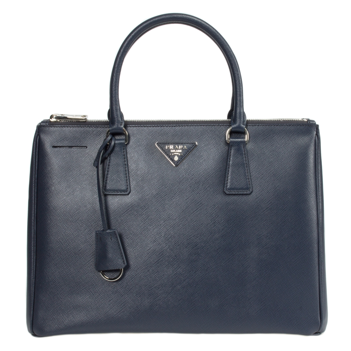 Prd-hbag-1ba274-f0dmh Galleria Saffiano Leather Bag With Silver Hardware, Navy
