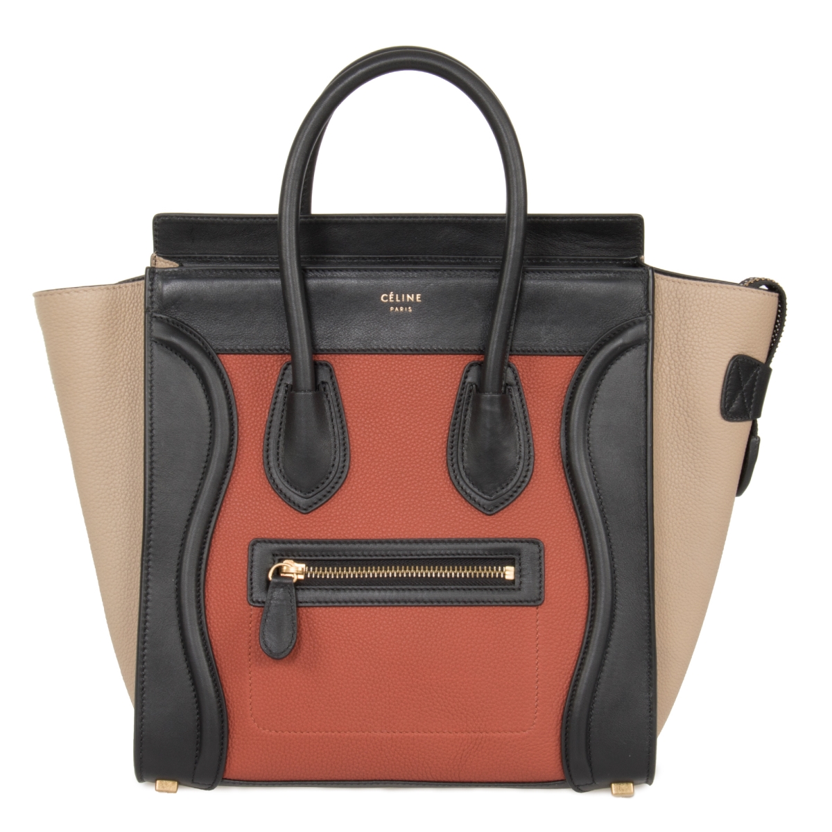 Cel-hbag-micro-tri-tan-blk Micro Luggage Leather Bag - Tri-color, Black & Tan