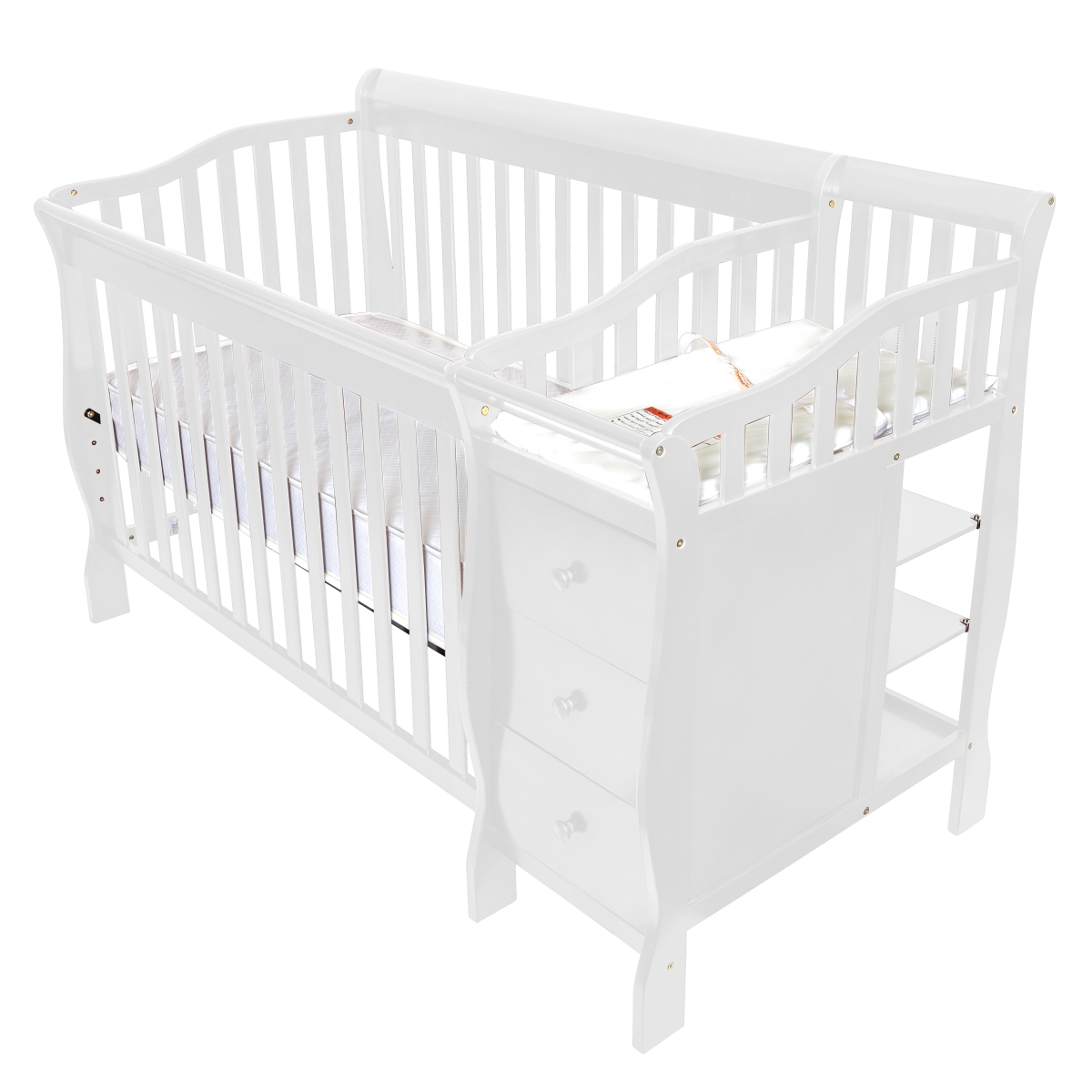 911-w Crib & Baby Changer, White - Full Size