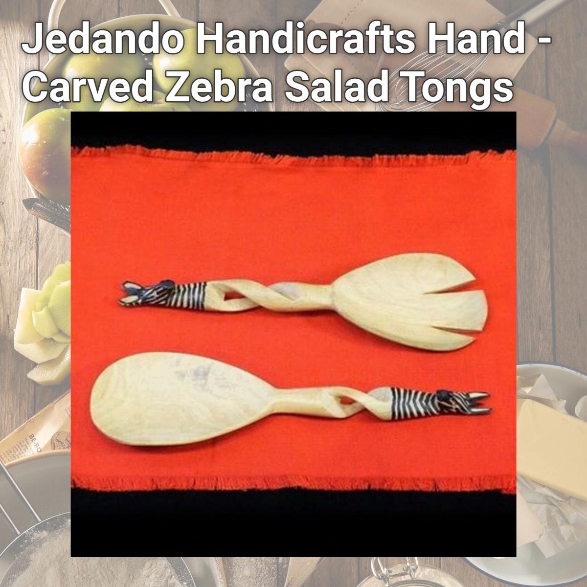 Picture of Jedando Handicrafts Hand - Carved Zebra Salad Tongs