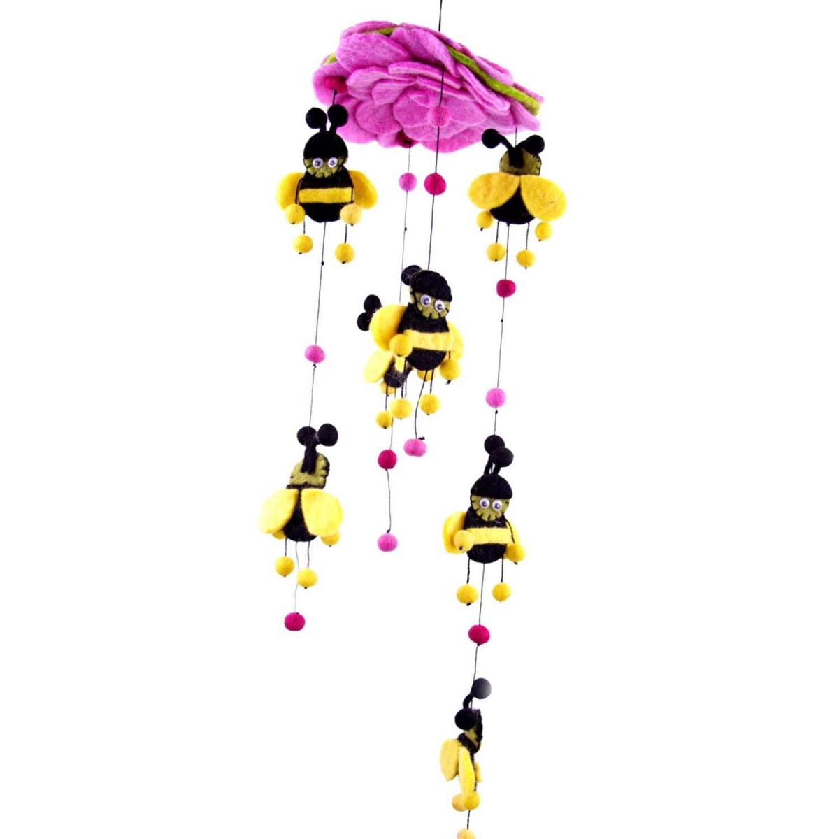 Glg2326-596016 Pink Felt Bumble Bee Mobile