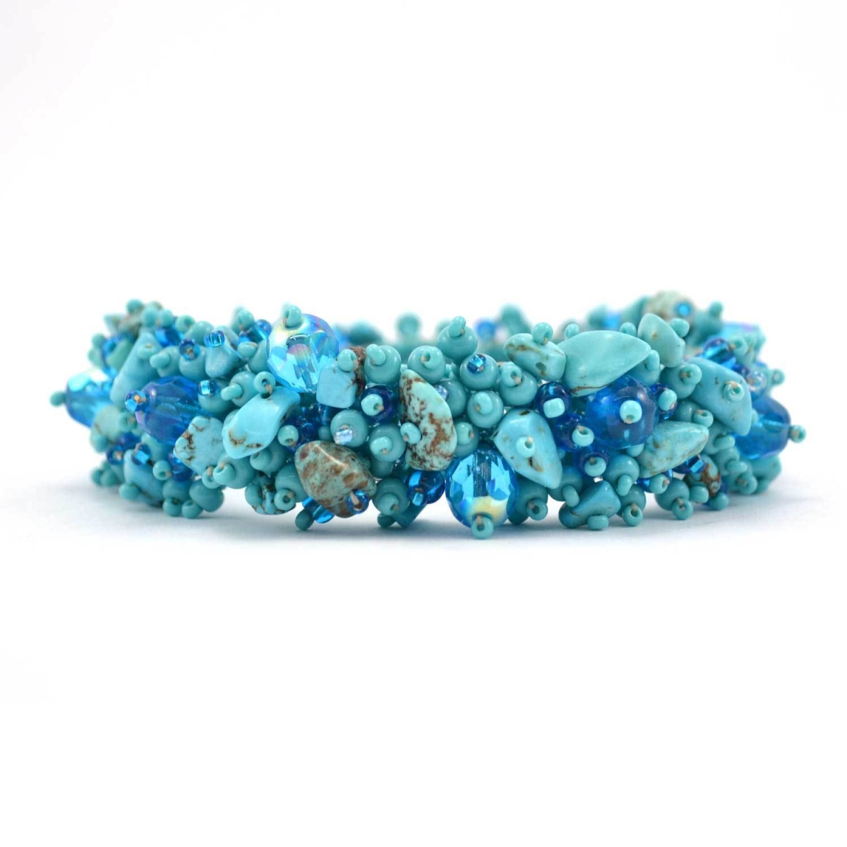 Lijbr19-13-220317 Magnetic Stone Caterpillar Bracelet, Turquoise