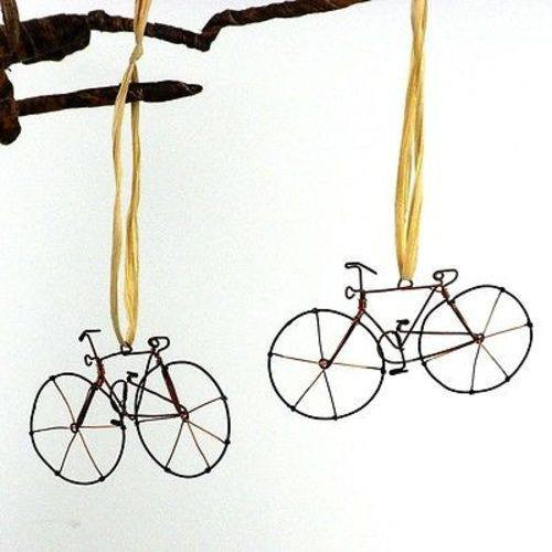 Kmw006-orn Handmade Wire Bicycle Ornaments - Set Of 2
