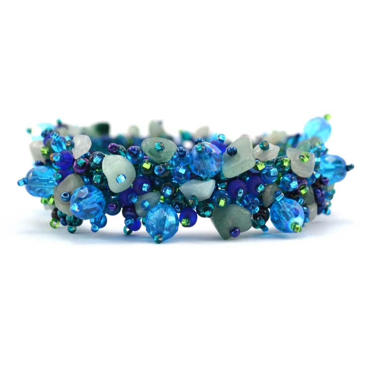 Lijbr19-33-220320 Magnetic Stone Caterpillar Bracelet, Blue