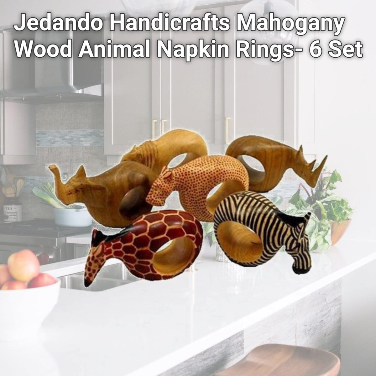Picture of Jedando Handicrafts Mahogany Wood Animal Napkin Rings- 6 Set