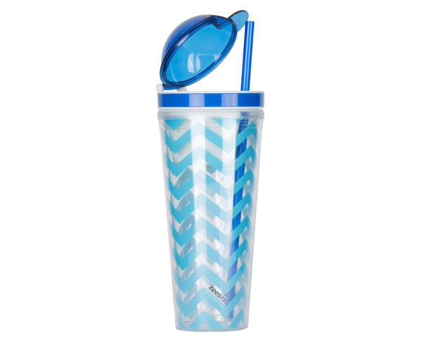 Ac3005ss Slurp N Snack Tumbler For Snack And Drink - Chevron Light Blue