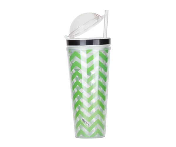 Ac3006ss Slurp N Snack Tumbler For Snack And Drink - Chevron Lime Green