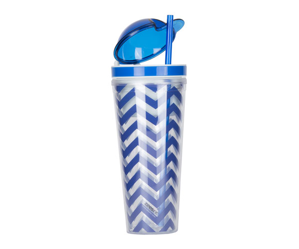 Ac3007ss Slurp N Snack Tumbler For Snack And Drink - Chevron Navy