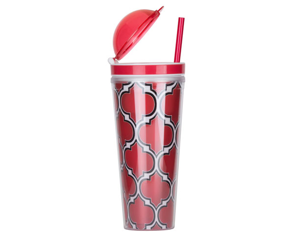 Ac3013ss Slurp N Snack Tumbler For Snack And Drink - Moroccan Red & Black