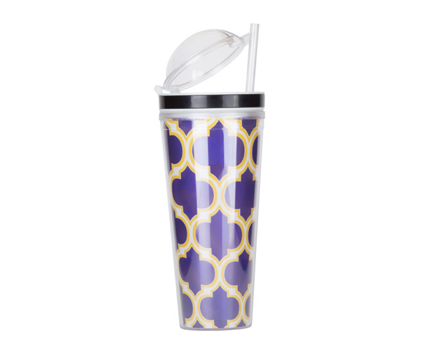 Ac3015ss Slurp N Snack Tumbler For Snack And Drink - Moroccan Purple & Yellow