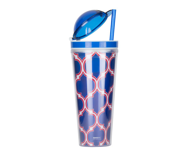 Ac3016ss Slurp N Snack Tumbler For Snack And Drink - Moroccan Blue & Red