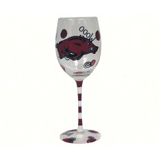 12086 12 Oz. Wine Glass - Arkansas Razorbacks