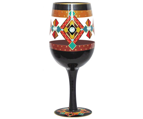 Wgblacksw Wine Glass, Black Southwest Bottoms Up