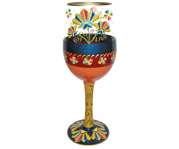 Wgdecofloral Wine Glass, Deco Floral Bottoms Up