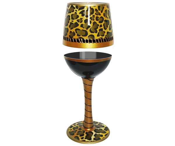 Wgdecoleopard Wine Glass, Deco Leopard Bottoms Up