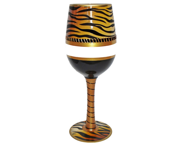 Wgdecotiger Wine Glass, Deco Tiger Bottoms Up