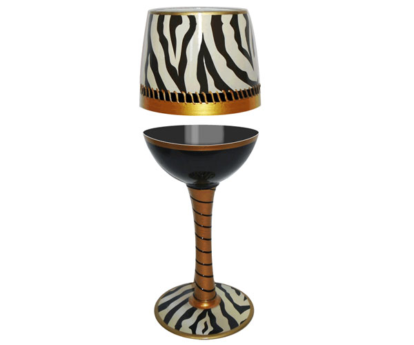 Wgdecozebra Wine Glass, Deco Zebra Bottoms Up