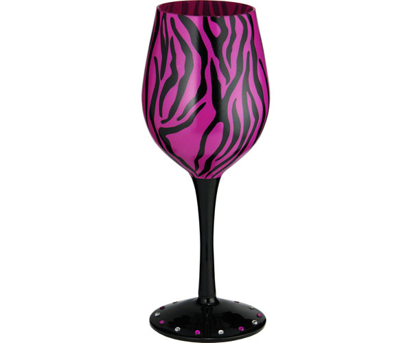 Wgzebramagenta Wine Glass, Zebra-magenta