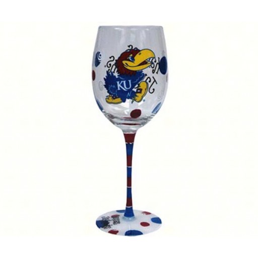 12954 12 Oz. Wine Glass - Kansas Jayhawks