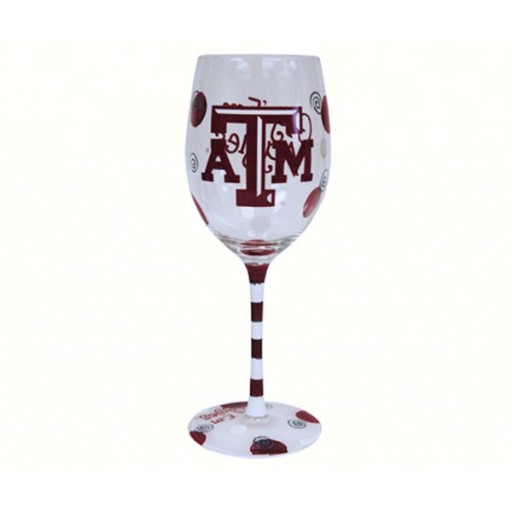12961 12 Oz. Wine Glass Texas A&m Aggies
