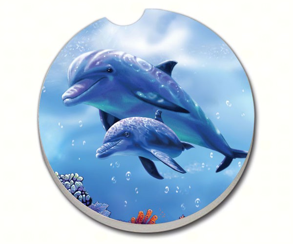 Counter Art Cart08719 Dolphin With Baby Car Coaster