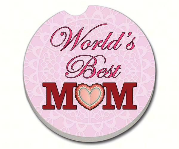 Counter Art Cart08760 Worlds Best Mom Pink Car Coaster
