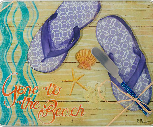 Ls Arts Pb-003 Cheese Board - Gone To The Beach With Spreader , 10 X 8 In.