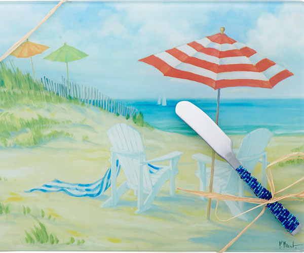 Ls Arts Pb-004 Cheese Board - Perfect Beach With Spreader , 10 X 8 In.
