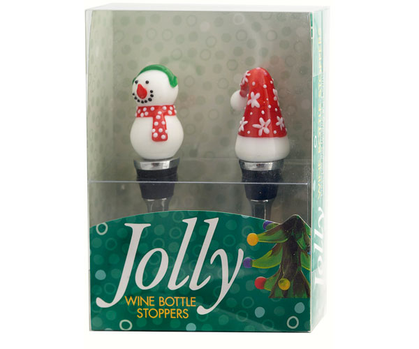 Ls Arts Wax-027 Bottle Stoppers - Snowman And Hat
