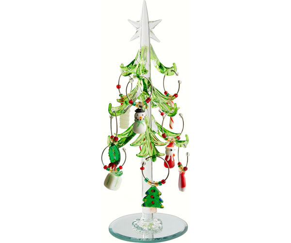 Ls Arts Xm-616 Tree, Green Leaf With Wine Markers - 7.5 In.