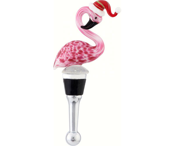 Ls Arts Xm-735 Bottle Stopper - Flamingo In Santa Hat