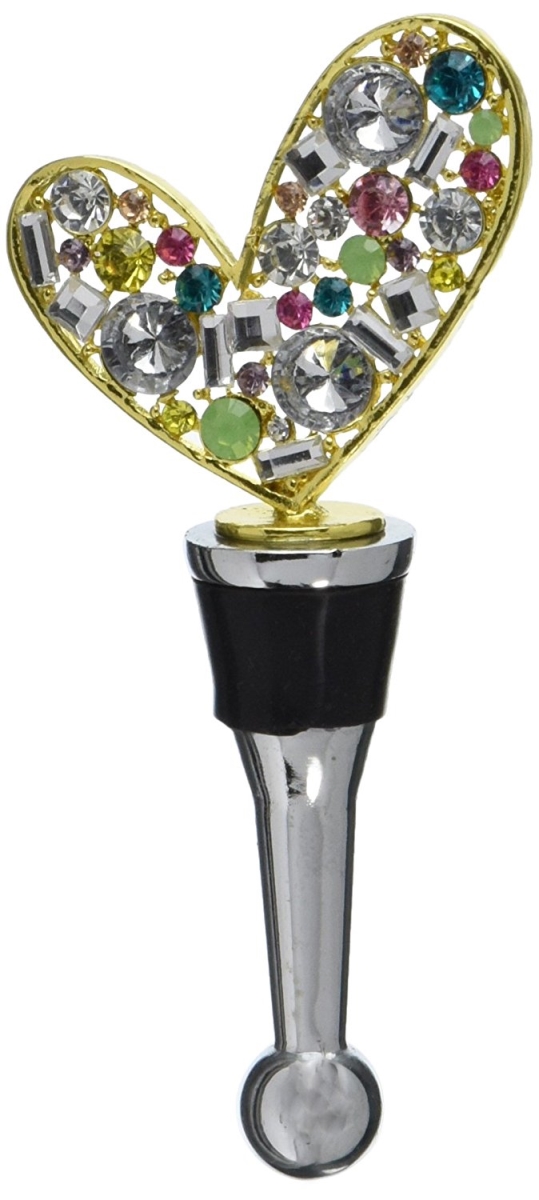 Ls Arts Bs-476 Bottle Stopper - Heart With Stones