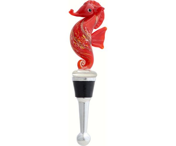 Ls Arts Bs-507 Bottle Stopper - Seahorse Red