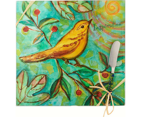 Ls Arts Hs-051 Cheese Board - Bird Inspiration - Square 9 In.