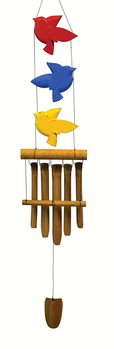 Se3361027 Bird Trio Red, Blue & Yellow Bamboo Chime