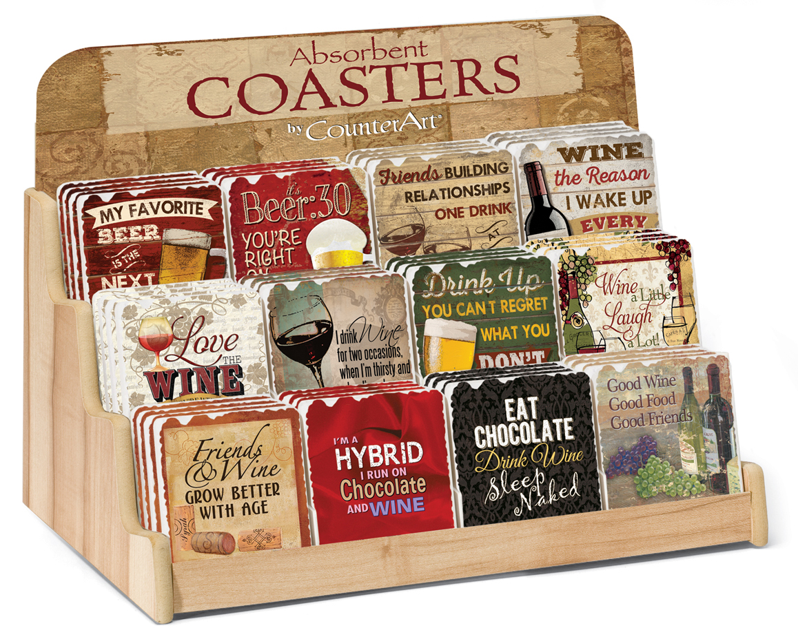 Counter Art Cart91867 Counter Display Tumbled Tile - Wine Typography