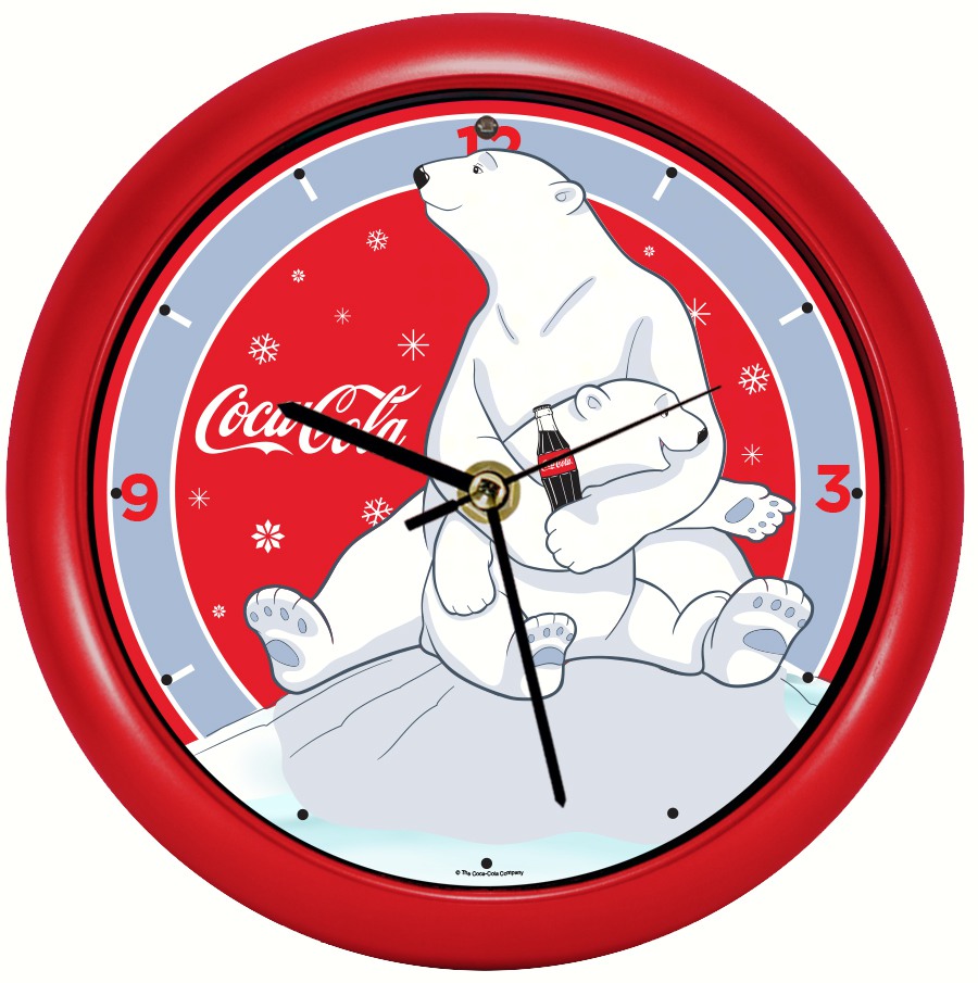 Mark Feldstein Mfccpbh Coca-cola Polar Bear With Cub Sound Clock