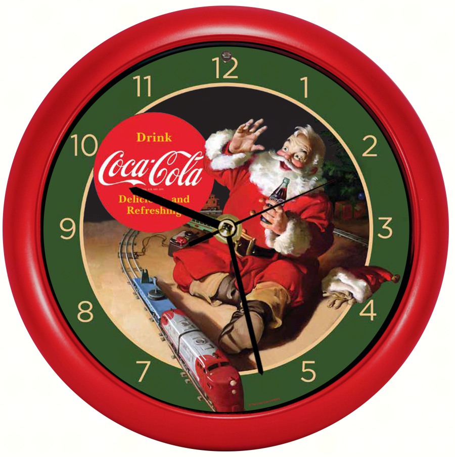 Mark Feldstein Mfccsct Coca-cola Santa With Train Sound Clock